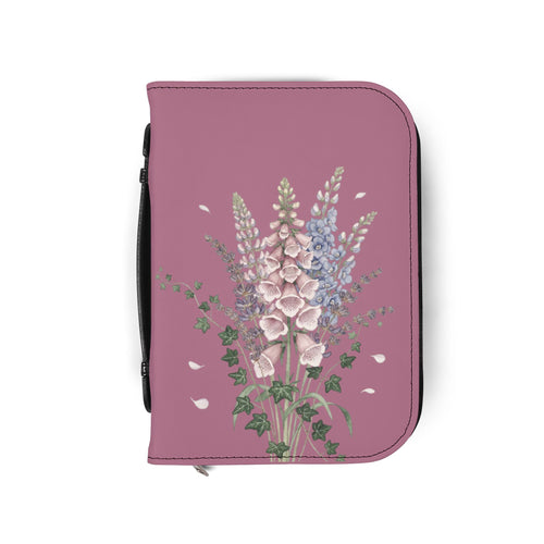 Bible Cover — Floral Foxglove Design with Romans 8:28 Quote