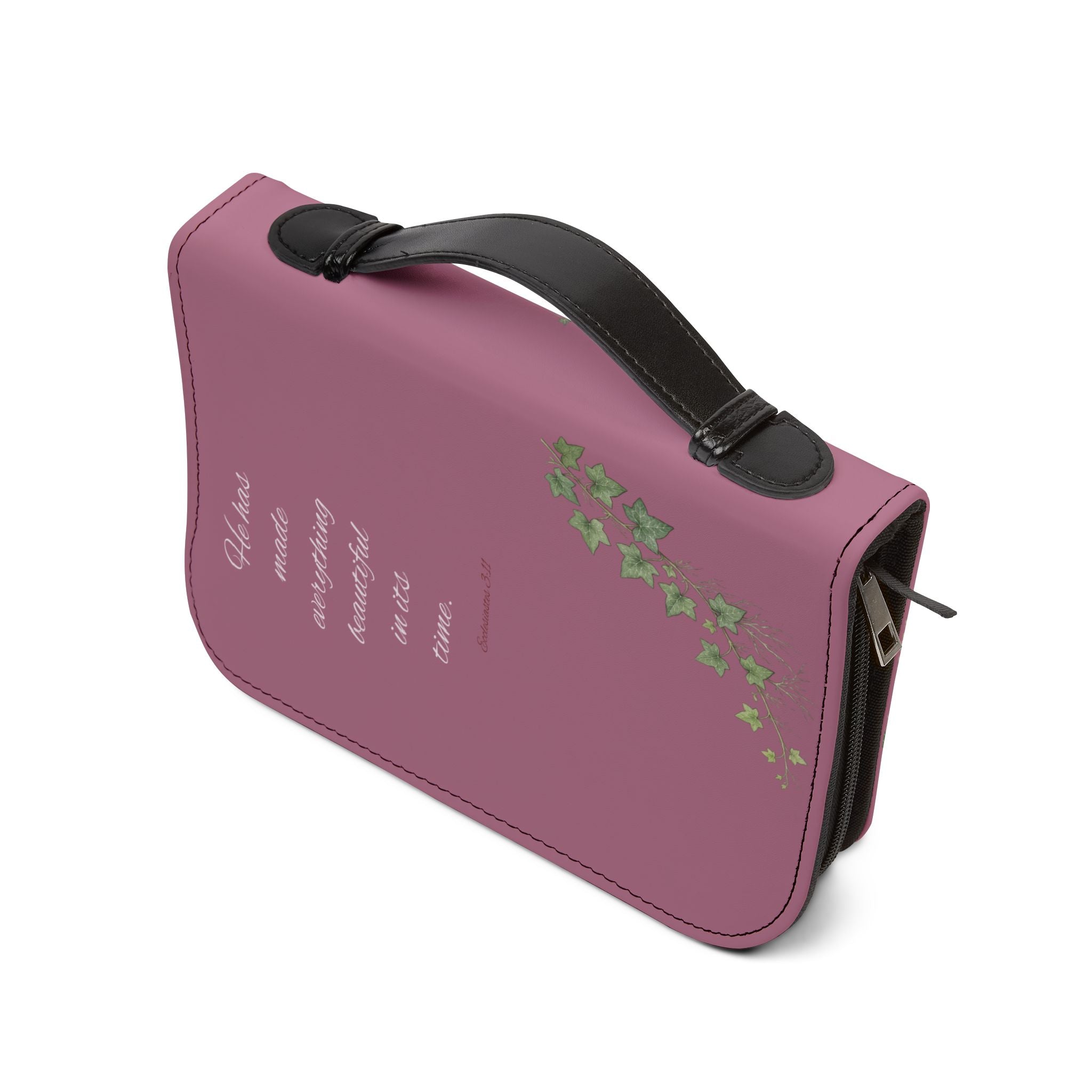 Bible Cover — Floral Foxglove Design with Romans 8:28 Quote