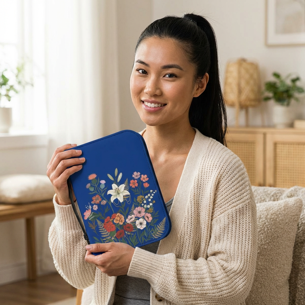 Bible Cover - Floral Proverbs 31:25 Zippered Bible Case, Women’s Scripture Cover