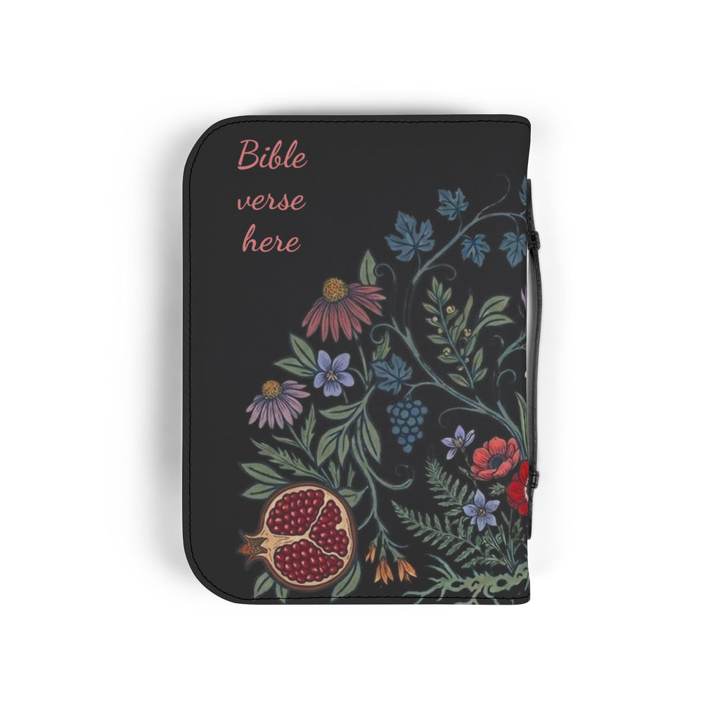 Floral Pomegranate Bible Cover — Personalized Zippered Bible Case with Space for Name or Verse