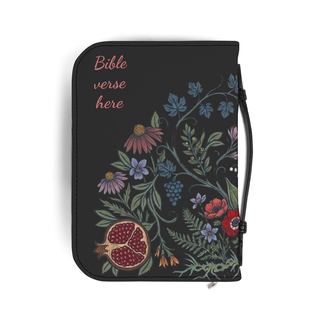 Floral Pomegranate Bible Cover — Personalized Zippered Bible Case with Space for Name or Verse